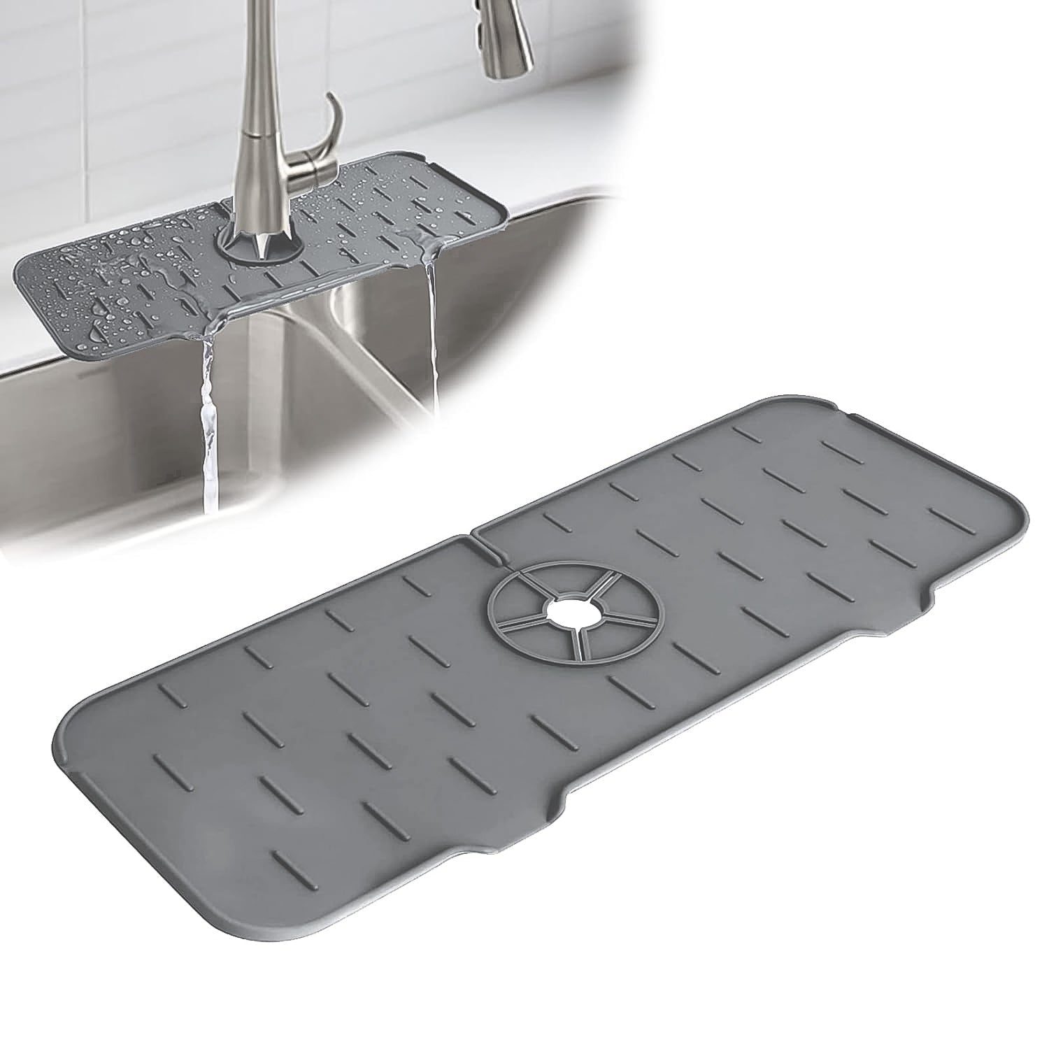 Silicone Sink Faucet Pad / Mat (1 Pc / 33x12 Cm) Silicone Sink Faucet Pad / Mat (1 Pc / 33x12 Cm)